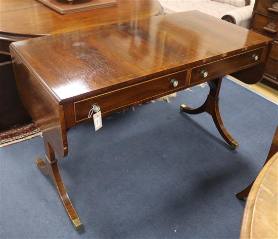A pair of George III style rosewood sofa tables W.114cm